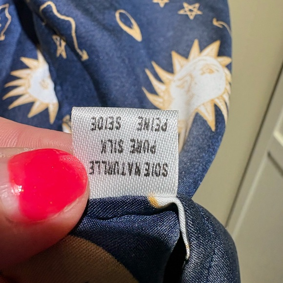 Liz Claiborne Collection navy suns moons celestial print robe large 90’s - Picture 4 of 8